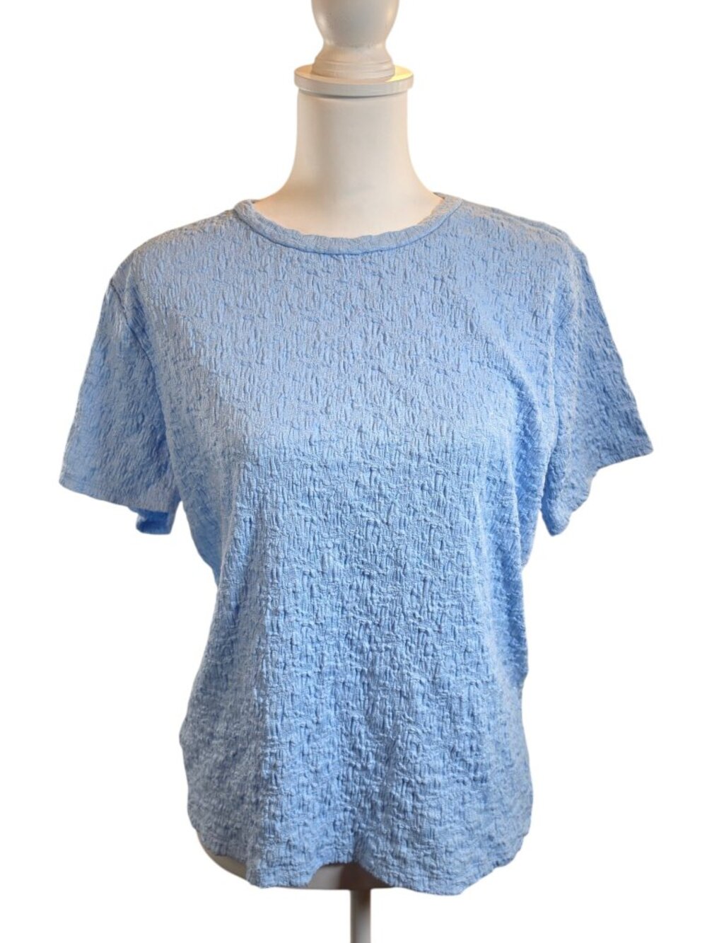 Simply Vera Vera Wang Light Blue Textured Plisse Short Sleeve Top XL